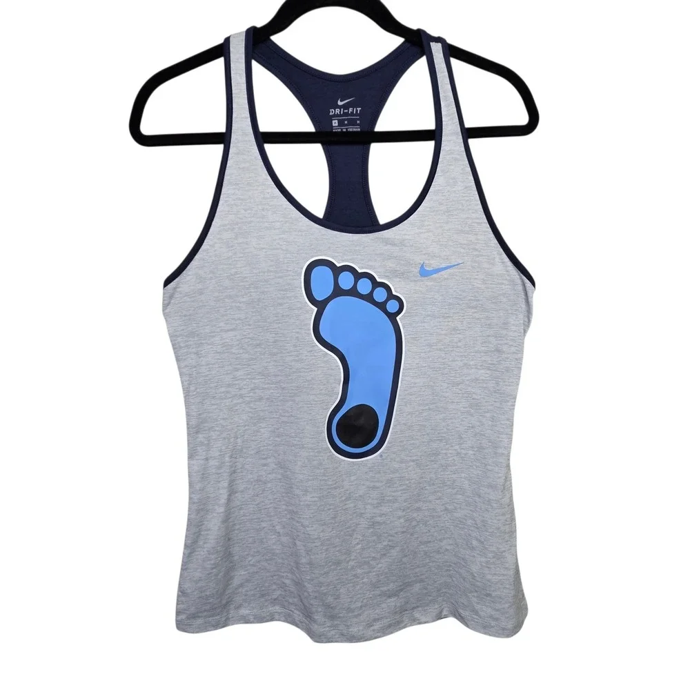 Nike Womens Gray UNC Tar Heels Racerback Tank SZ M Dri-FIT Athletic Chapel Hill
